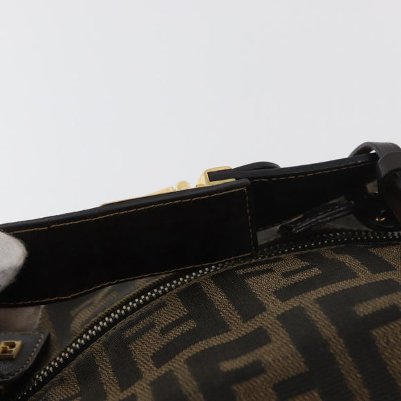 FENDI Zucca Canvas Vanity Hand Bag Brown Black Auth YKZ1120