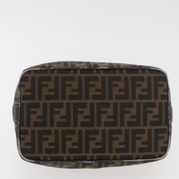FENDI Zucca Canvas Vanity Hand Bag Brown Black Auth YKZ1120