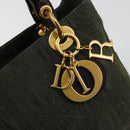 Christian Dior Lady Dior Hand Bag Nylon Khaki Gold Auth YKZ1121-14