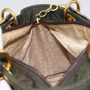 Christian Dior Lady Dior Hand Bag Nylon Khaki Gold Auth YKZ1121-18