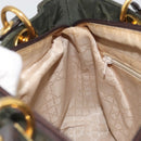 Christian Dior Lady Dior Hand Bag Nylon Khaki Gold Auth YKZ1121-19