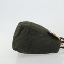 Christian Dior Lady Dior Hand Bag Nylon Khaki Gold Auth YKZ1121-4