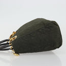Christian Dior Lady Dior Hand Bag Nylon Khaki Gold Auth YKZ1121-5