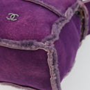 CHANEL Shoulder Bag Mouton Purple Silver CC Auth YKZ1122V-15