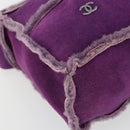 CHANEL Shoulder Bag Mouton Purple Silver CC Auth YKZ1122V-16