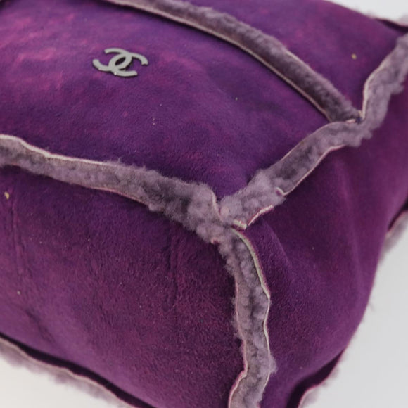 CHANEL Shoulder Bag Mouton Purple Silver CC Auth YKZ1122V