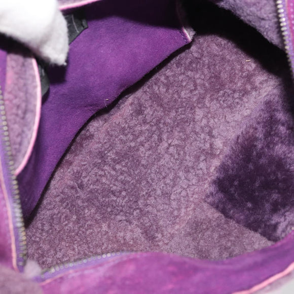 CHANEL Shoulder Bag Mouton Purple Silver CC Auth YKZ1122V