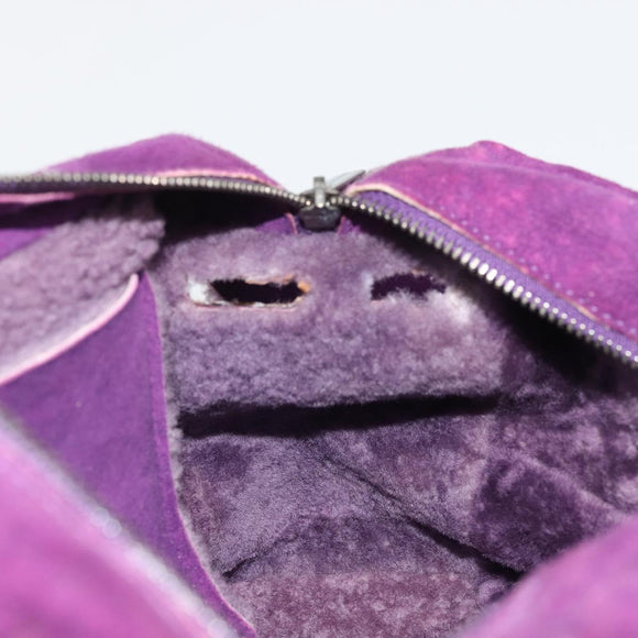 CHANEL Shoulder Bag Mouton Purple Silver CC Auth YKZ1122V
