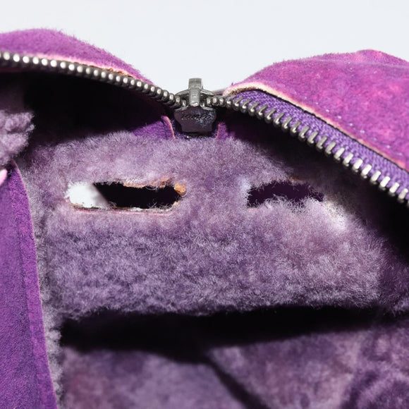 CHANEL Shoulder Bag Mouton Purple Silver CC Auth YKZ1122V