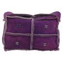 CHANEL Shoulder Bag Mouton Purple Silver CC Auth YKZ1122V-13