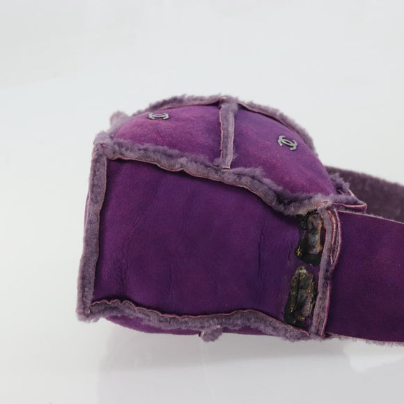 CHANEL Shoulder Bag Mouton Purple Silver CC Auth YKZ1122V