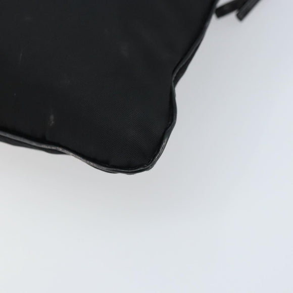 PRADA Hand Bag Nylon Black Silver Auth YKZ113