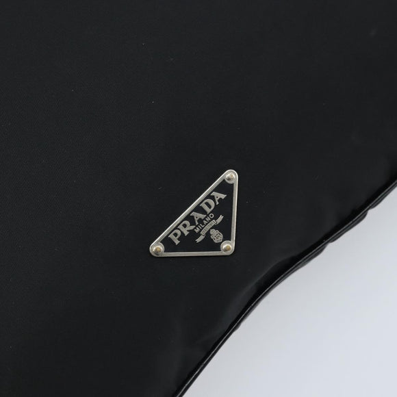 PRADA Hand Bag Nylon Black Silver Auth YKZ113