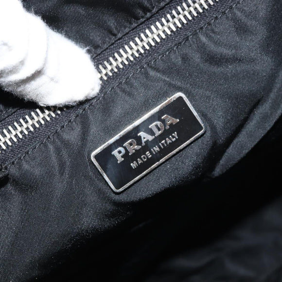PRADA Hand Bag Nylon Black Silver Auth YKZ113