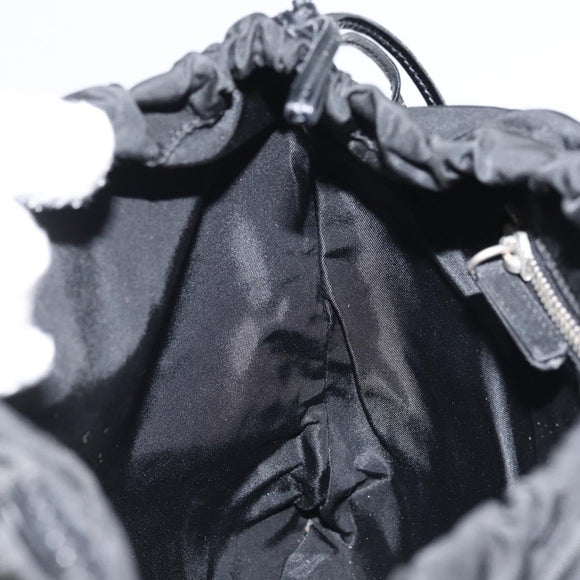 PRADA Hand Bag Nylon Black Silver Auth YKZ113