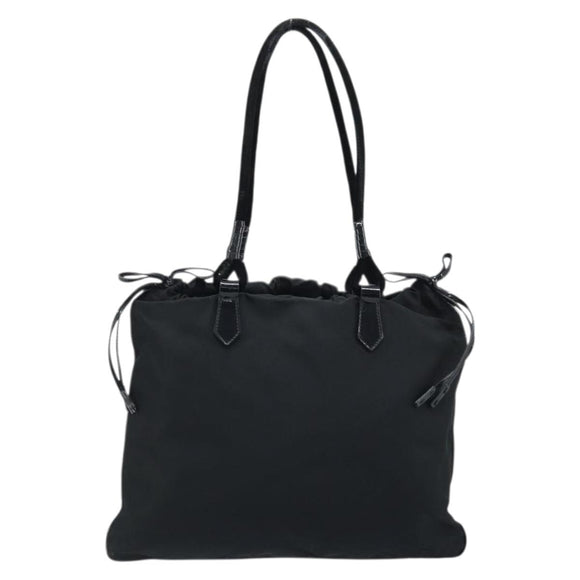 PRADA Hand Bag Nylon Black Silver Auth YKZ113