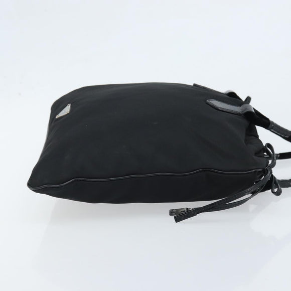 PRADA Hand Bag Nylon Black Silver Auth YKZ113