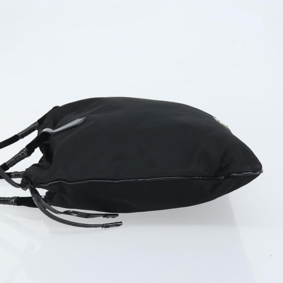 PRADA Hand Bag Nylon Black Silver Auth YKZ113