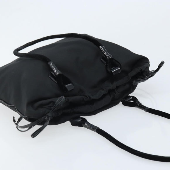 PRADA Hand Bag Nylon Black Silver Auth YKZ113