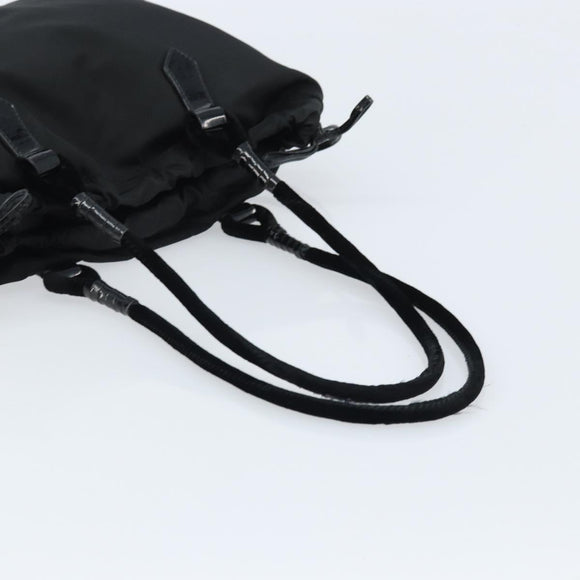 PRADA Hand Bag Nylon Black Silver Auth YKZ113
