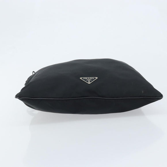 PRADA Hand Bag Nylon Black Silver Auth YKZ113