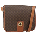 CELINE Macadam Canvas Circle Shoulder Bag PVC Leather Brown Gold Auth YKZ1134-1