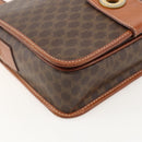 CELINE Macadam Canvas Circle Shoulder Bag PVC Leather Brown Gold Auth YKZ1134-15