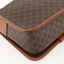 CELINE Macadam Canvas Circle Shoulder Bag PVC Leather Brown Gold Auth YKZ1134-17