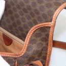 CELINE Macadam Canvas Circle Shoulder Bag PVC Leather Brown Gold Auth YKZ1134-19