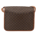 CELINE Macadam Canvas Circle Shoulder Bag PVC Leather Brown Gold Auth YKZ1134-2