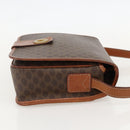 CELINE Macadam Canvas Circle Shoulder Bag PVC Leather Brown Gold Auth YKZ1134-4