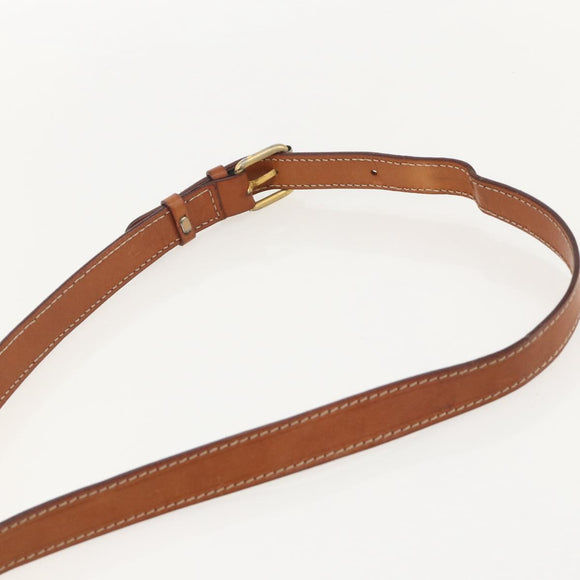 CELINE Macadam Canvas Circle Shoulder Bag PVC Leather Brown Gold Auth YKZ1134