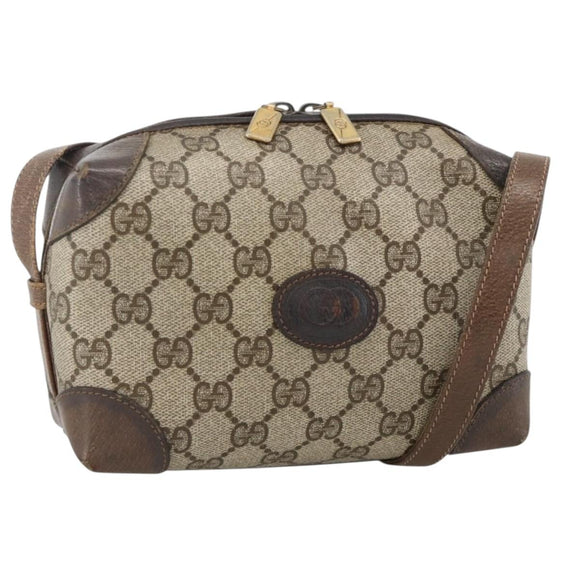 GUCCI GG Supreme Shoulder Bag PVC Beige Gold 67 01 5294 Auth YKZ1136