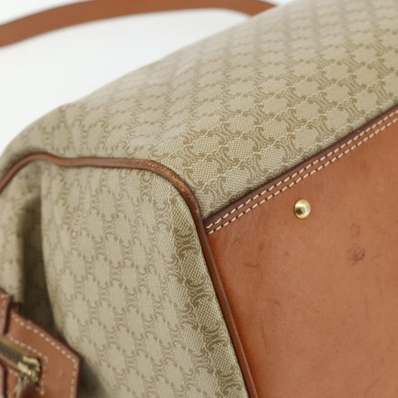 CELINE Macadam Canvas Hand Bag PVC 2way Beige Gold Auth YKZ1137
