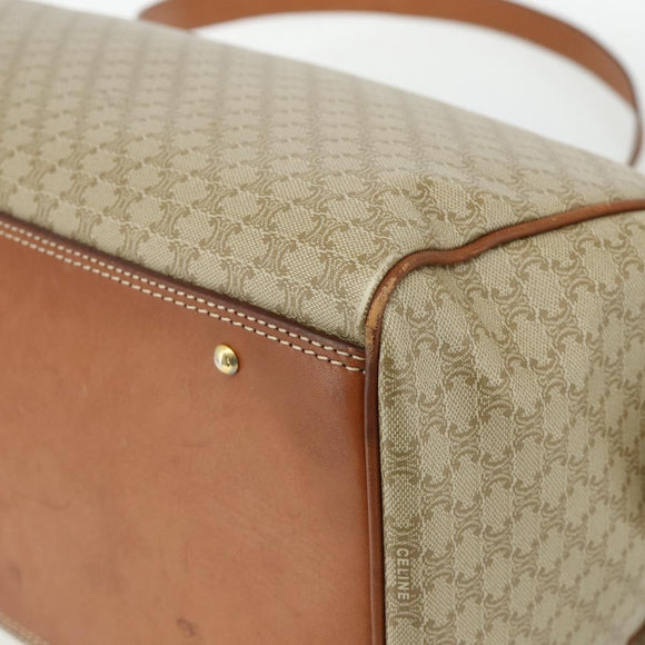 CELINE Macadam Canvas Hand Bag PVC 2way Beige Gold Auth YKZ1137