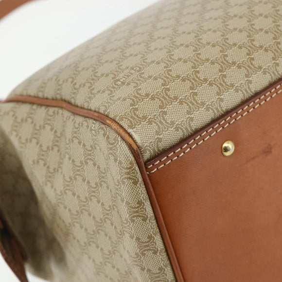 CELINE Macadam Canvas Hand Bag PVC 2way Beige Gold Auth YKZ1137
