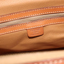 CELINE Macadam Canvas Hand Bag PVC 2way Beige Gold Auth YKZ1137-19