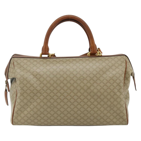 CELINE Macadam Canvas Hand Bag PVC 2way Beige Gold Auth YKZ1137