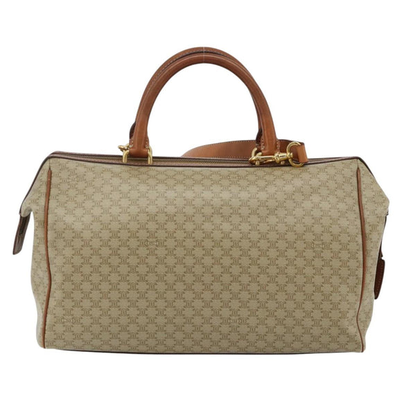 CELINE Macadam Canvas Hand Bag PVC 2way Beige Gold Auth YKZ1137