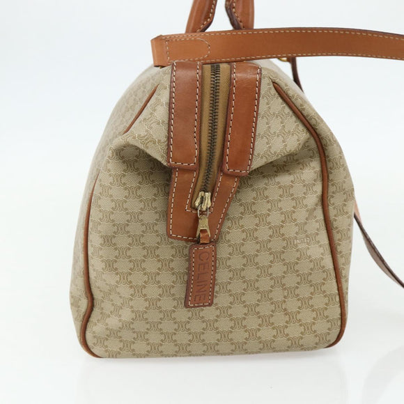 CELINE Macadam Canvas Hand Bag PVC 2way Beige Gold Auth YKZ1137