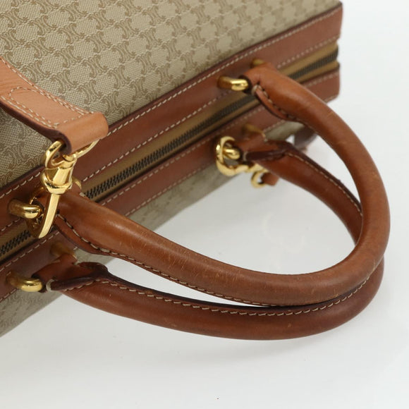 CELINE Macadam Canvas Hand Bag PVC 2way Beige Gold Auth YKZ1137