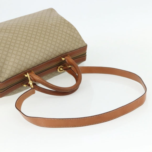CELINE Macadam Canvas Hand Bag PVC 2way Beige Gold Auth YKZ1137