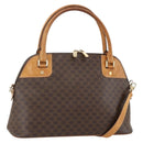 CELINE Macadam Canvas Hand Bag PVC Leather Brown Gold Auth YKZ1140-1