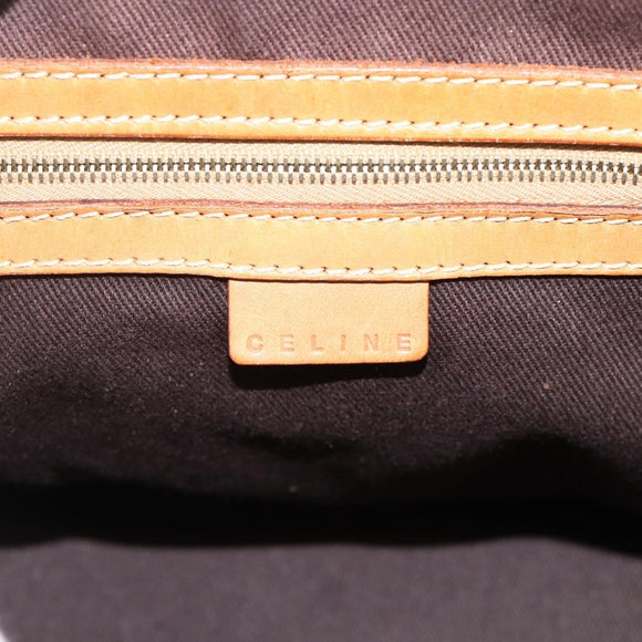 CELINE Macadam Canvas Hand Bag PVC Leather Brown Gold Auth YKZ1140