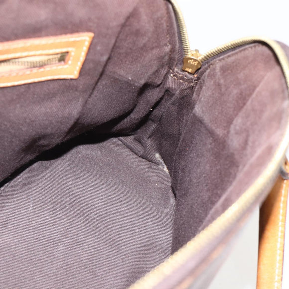 CELINE Macadam Canvas Hand Bag PVC Leather Brown Gold Auth YKZ1140