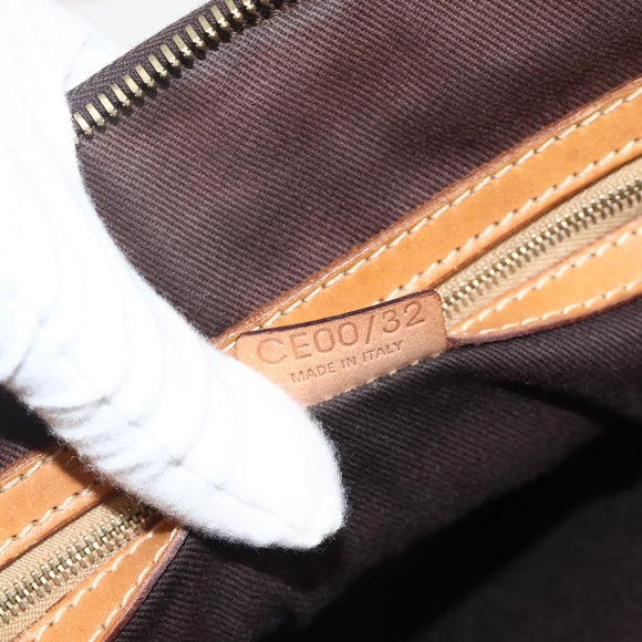 CELINE Macadam Canvas Hand Bag PVC Leather Brown Gold Auth YKZ1140