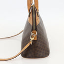 CELINE Macadam Canvas Hand Bag PVC Leather Brown Gold Auth YKZ1140-4