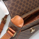 CELINE Macadam Canvas Circle Shoulder Bag PVC Leather Brown Gold Auth YKZ1143-9