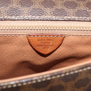 CELINE Macadam Canvas Circle Shoulder Bag PVC Leather Brown Gold Auth YKZ1143-12