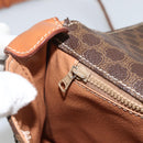 CELINE Macadam Canvas Circle Shoulder Bag PVC Leather Brown Gold Auth YKZ1143-22